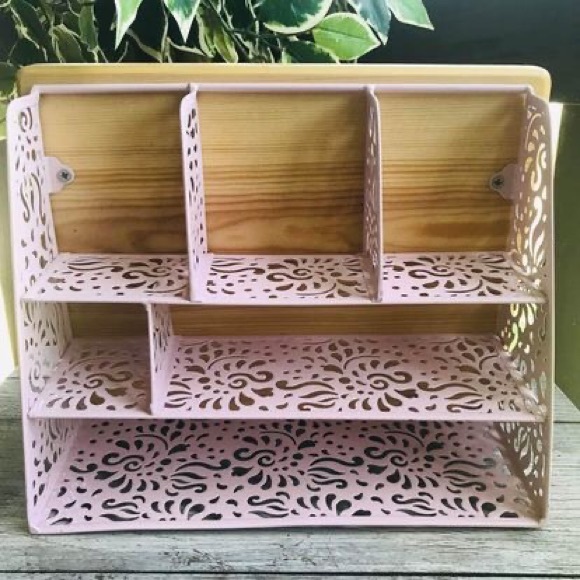 Pink Metal Desk Organizer For Office Stationery Desk Letter & Sticky Holder - Picture 7 of 7